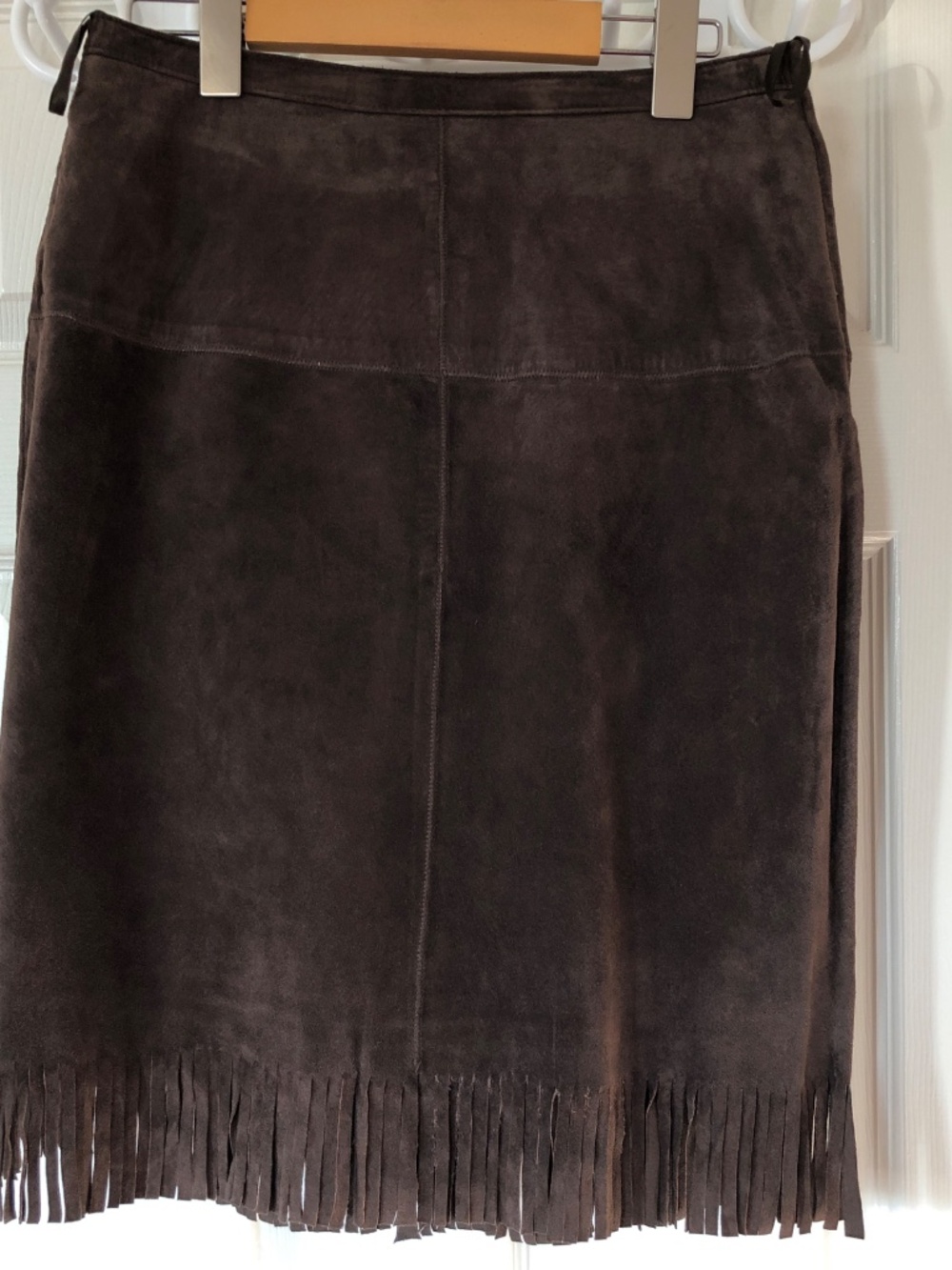 Dark Brown Fringe Suede Skirt